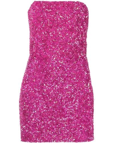 retroféte Heather Sequin-embellished Off-shoulder Minidress - Pink
