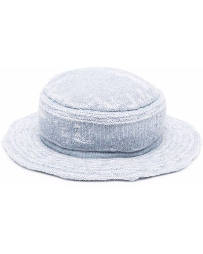 Barrie Cappello bucket con effetto vissuto - Bianco