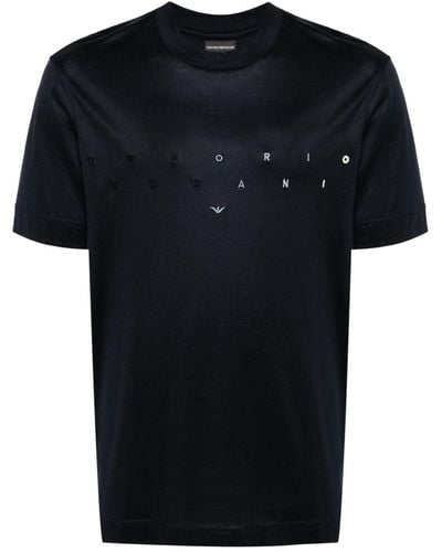 Emporio Armani Logo-embroidered Jersey T-shirt - Black