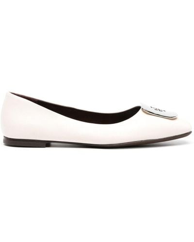 Tory Burch Georgia Leather Ballerina Shoes - White