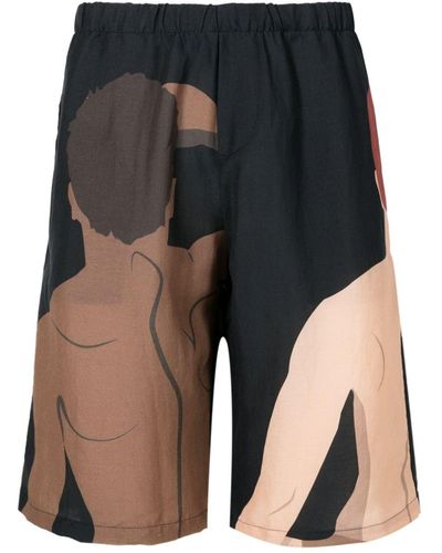 Amir Slama Graphic-print Deck Shorts - Black
