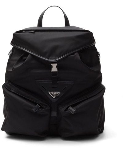 Prada Re-nylon Leather-trimmed Backpack - Black