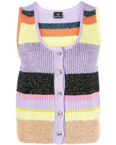 PS by Paul Smith Button-detail Knitted Top - Purple