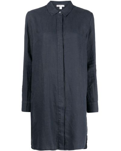 James Perse Robe-chemise en lin à manches longues - Bleu