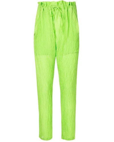 Amir Slama Crinkle-effect Silk Trousers - Green