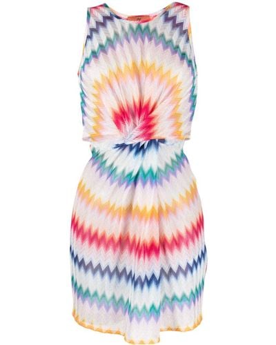 Missoni Mini-jurk Met Gedraaid Detail En Zigzag Patroon - Wit
