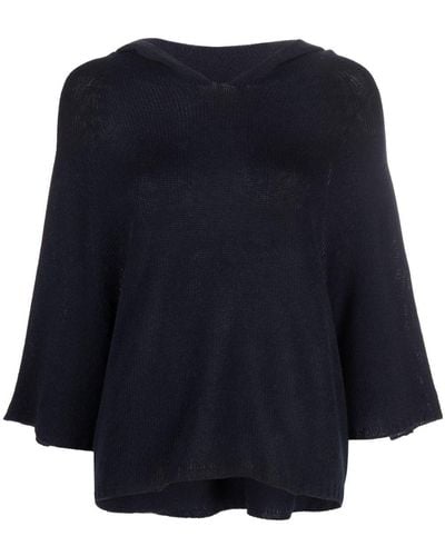Fabiana Filippi Hooded Short-sleeve Knitted Sweater - Blue