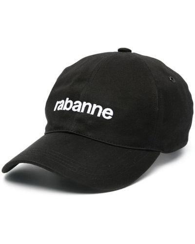 Rabanne Embroidered-logo Cotton Cap - Black