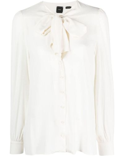 Pinko Hemd mit Schleifenkragen - Weiß