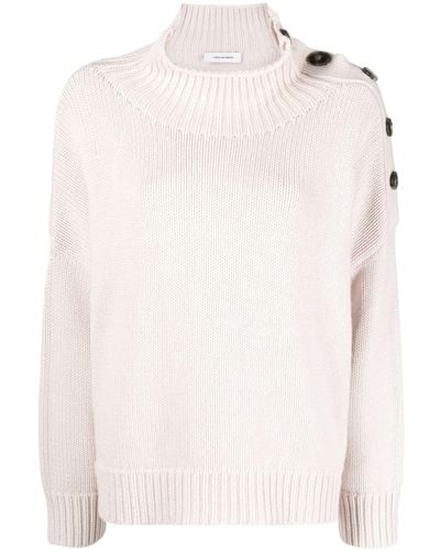 Yves Salomon Button-detail Knitted Sweater - White