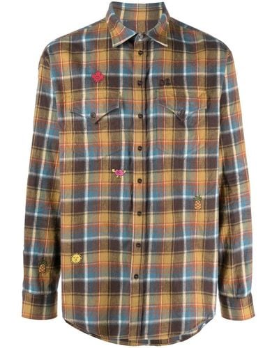 DSquared² Embroidered-detail Plaid-check Print Shirt - Brown