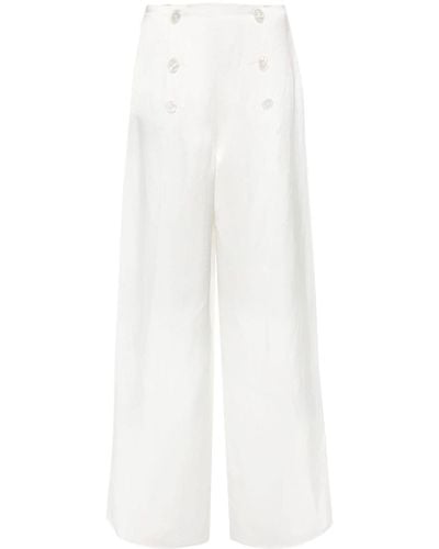 Ralph Lauren Collection Pantalon en satin à coupe ample - Blanc