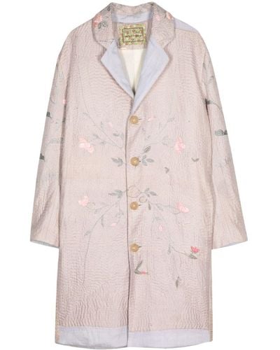 By Walid Flower-embroidered Coat - Pink