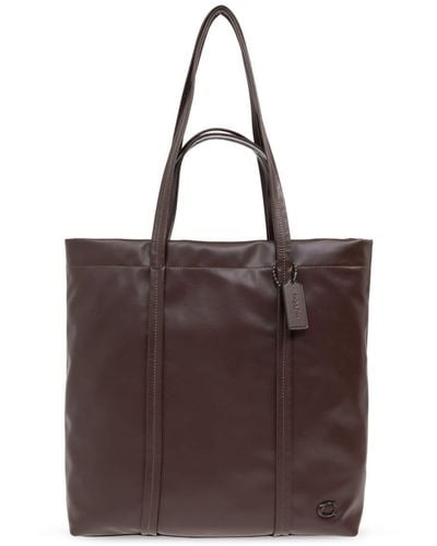 COACH Hall Leather Tote Bag - Brown
