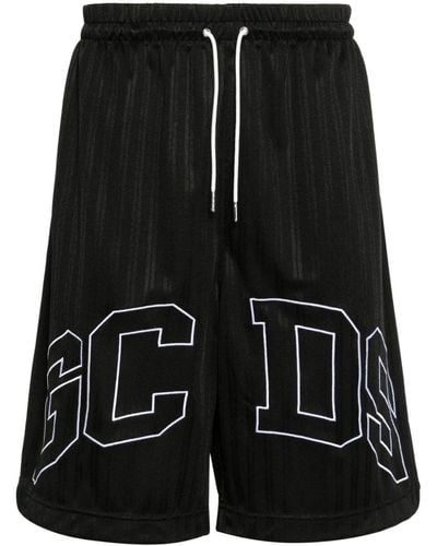 Gcds Sports Shorts With Embroidered Logo - Black