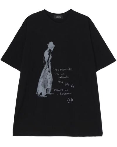 Yohji Yamamoto Graphic-print Cotton T-shirt - Zwart