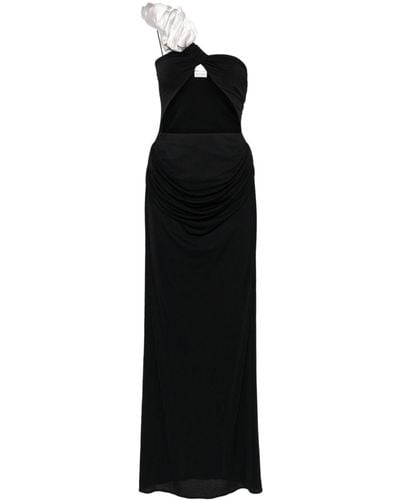 Magda Butrym One-shoulder Silk Long Dress With Cut-out Detail - Black