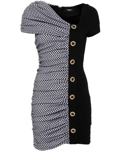 Balmain Colour-block Ruched Minidress - Black