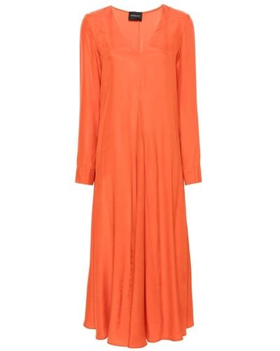 Simonetta Ravizza Long-sleeved Silk Dress - Orange