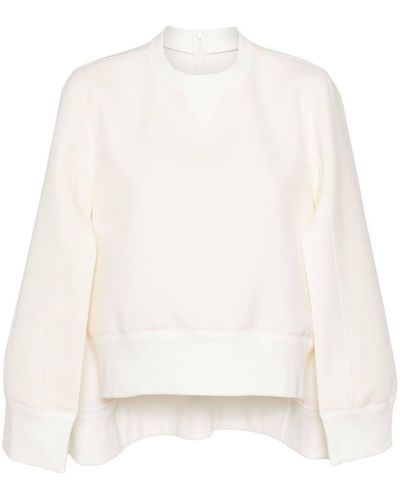 Sacai Cape-Sweatshirt im Layering-Look - Weiß