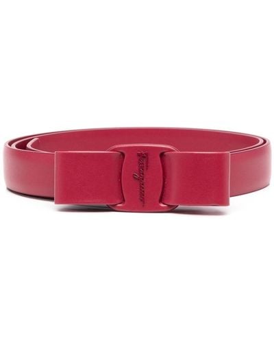 Ferragamo Viva Bow Leather Belt - Red