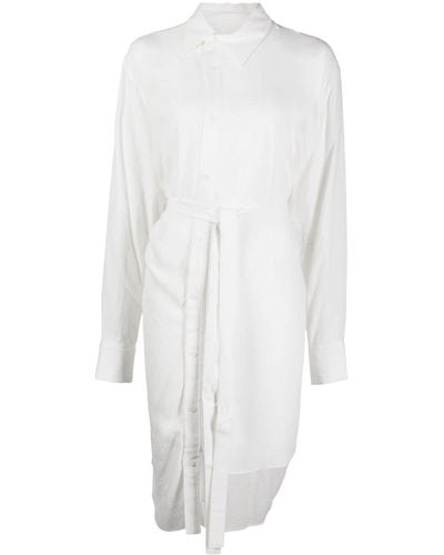 Yohji Yamamoto Tied-waist Asymmetric Shirt - White