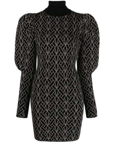 Elisabetta Franchi Jacquard Logo-motif High Neck Minidress - Black