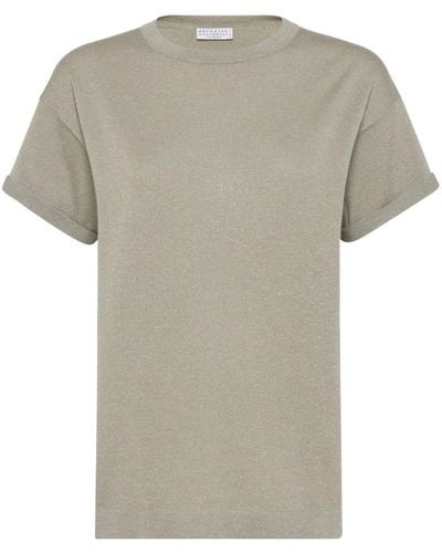 Brunello Cucinelli T-shirt Met Metallic-effect - Grijs