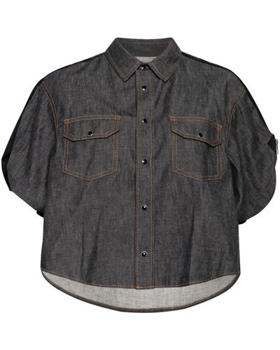 Sacai Panelled Denim Shirt - Black