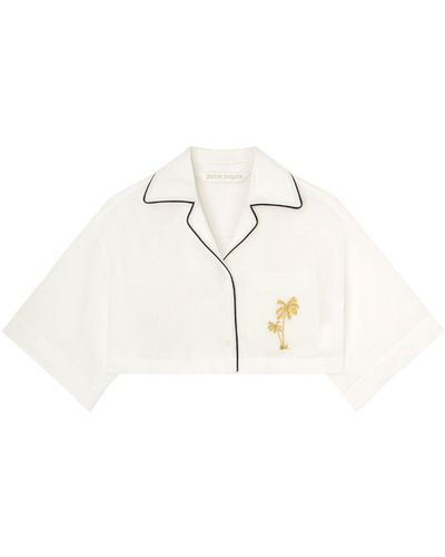 Palm Angels Camicia con stampa crop - Bianco