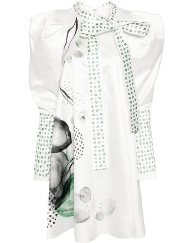 Saiid Kobeisy Graphic-print Taffeta Midi Dress - White
