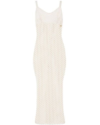 Dolce & Gabbana Crochet-knit Midi Dress - White