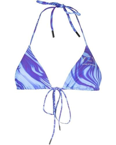Karl Lagerfeld Abstract-print String Bikini Top - Blue