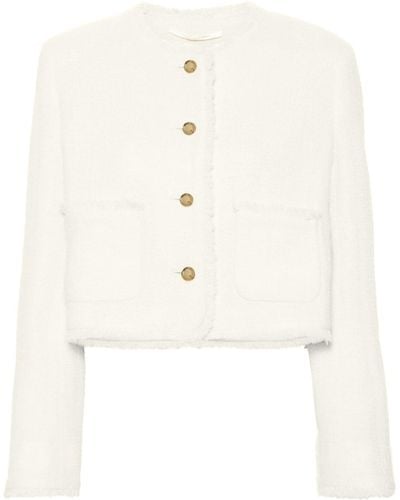 Miu Miu Single-breasted Tweed Jacket - Natural