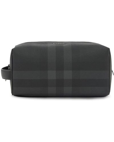 Burberry Check-patterned Wash Bag - Black