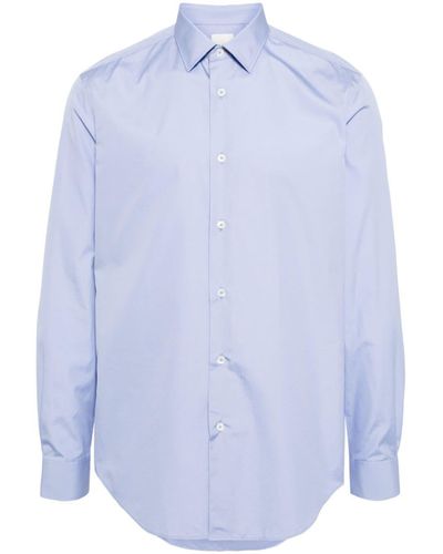 Paul Smith Katoenen Popeline Button-up Overhemd - Blauw