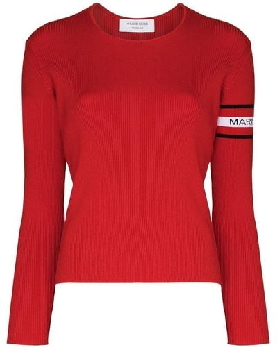 Marine Serre Intarsien-Pullover mit Logo - Rot