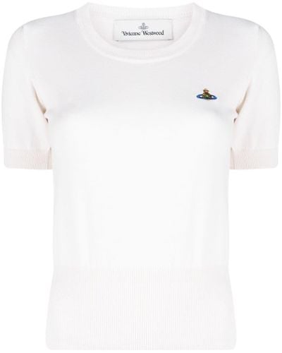 Vivienne Westwood Orb-embroidered Fine-knit Top - White