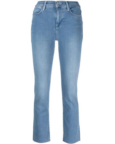 FRAME Cropped-Jeans mit offenem Saum - Blau