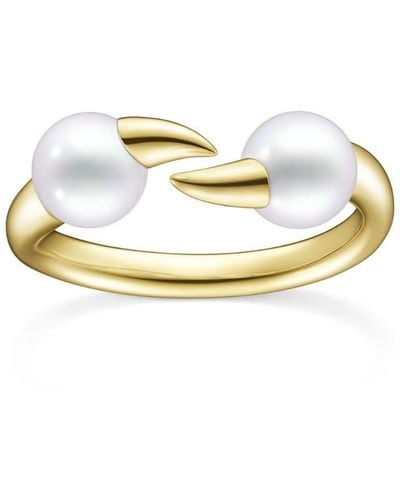 Tasaki 18kt Yellow Gold Collection Line Danger Fang Pearl Ring - White