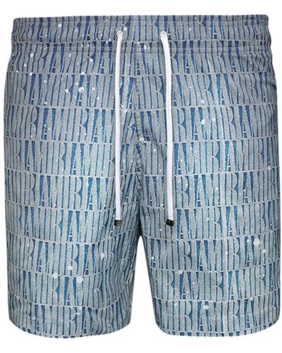 Amiri Logo-print Gradient-effect Swim Shorts - Blue