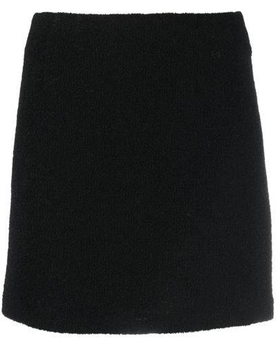 Tagliatore Wool Blend Fleece Miniskirt - Black