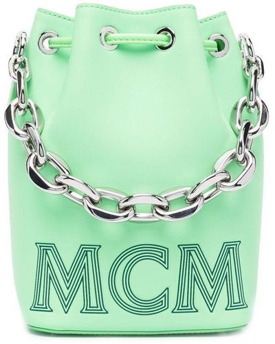 MCM Logo-print Chain-link Bag - Green