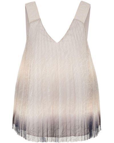 Armani Exchange Gradient Lace Pleated Blouse - White