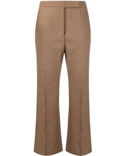 Totême Cropped Kick-flare Wool Trousers - Brown