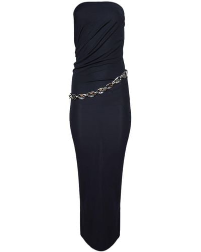 Christopher Esber Chain-detail Ruched Maxi Dress - Blue