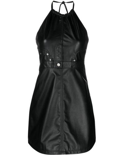 Moschino Jeans Halterneck Leather Minidress - Black