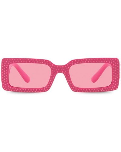 Dolce & Gabbana Crystal-embellished Rectangle-frame Sunglasses - Pink