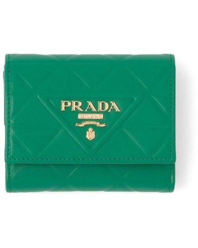 Prada Petit portefeuille à design matelassé - Vert