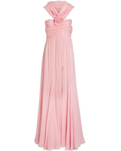 Giambattista Valli Hooded Floral-appliqué Silk Gown - Pink